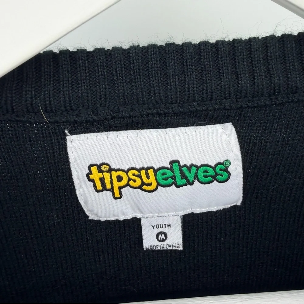 NWOT Tipsy Elves Black Space Santa Unicorn Kids Sweater
